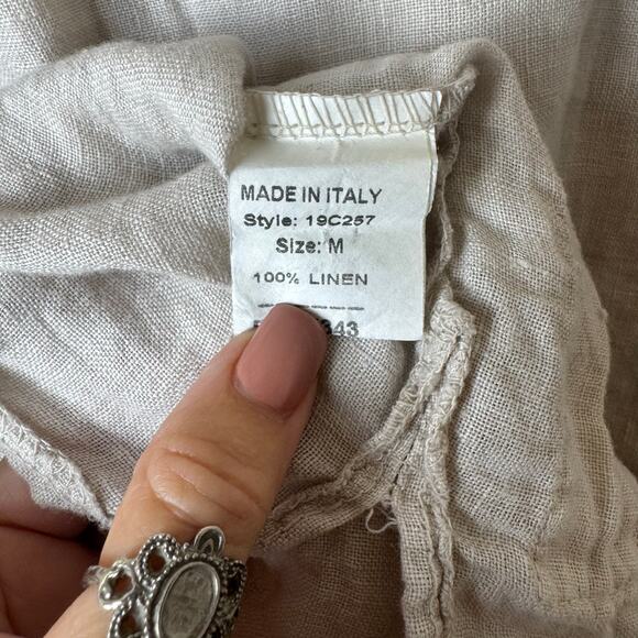 Francesca Bettini Linen Top Womens Sz Medium Made In Italy Beige Lagenlook Tunic - Picture 4 of 9